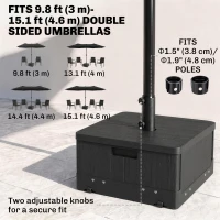 Outsunny 3-in-1 Outdoor Umbrella Base with Wheels, Side Table, Planter Box, 175lbs Heavy Duty Patio Umbrella Stand, Black(m-5)