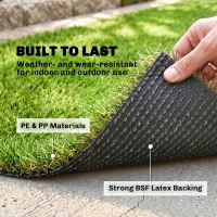 Outsunny Artificial Grass 10' x 3' (30 Square Feet), Fake Grass Turf with UV Protection, Drain Holes for Rain, Green(m-4)