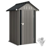 Outsunny Outdoor Storage Shed with Lockable Door, Metal Garden Shed with 4 Vents for Backyard Patio(m-9)