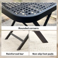 Outsunny 27.5" Square Outdoor Patio Table, Outdoor Folding Table with Grid Rattan-Like Top for Camping, Picnic, Black(m-7)