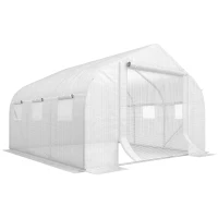 Outsunny 11.5' x 10' x 6.5' Walk-in Greenhouse, Tunnel Green House with Zippered Door and 6 Mesh Windows, Gardening Plant Hot House with Galvanized Steel Frame, White(m-1)