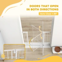 PawHut Baby Gate, Pet Safety Gate Pressure Fit, Wide with Two-Way Open, Auto-Close for Stair, Doorways, Hallways, 30"H, White(m-5)