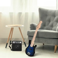 HOMCOM 30 Inch Electric Guitar 3/4 Size Beginner Starter Kit with 5W Amplifier, Strap, Strings, Picks, Carrying Case, Blue(m-8)
