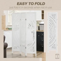 HOMCOM 3 Panel Room Divider, 5.6 Ft Tall Portable Folding Privacy Screen, Wood Partition Wall Divider for Home Office, White(m-6)