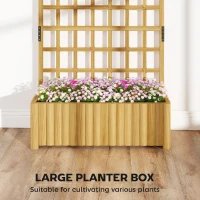 Outsunny Wooden Raised Garden Bed with Lattice Trellis, Outdoor Elevated Planter Box with Drainage Holes for Climbing Plants(m-5)