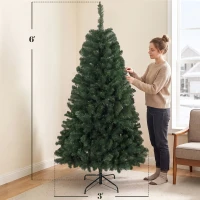 HOMCOM 6 ft Artificial Christmas Tree, Norway Spruce Tree, Hinged Xmas Tree with Metal Stand(m-3)