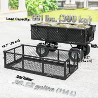 Outsunny Steel Garden Cart, Utility Wagon Cart with Removable Liner, Quick-Release Sides, 10" Wheels, 660lbs Capacity(m-7)