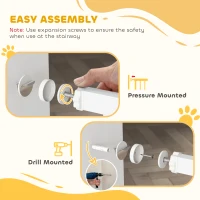PawHut Baby Gate, Pet Safety Gate Pressure Fit, Wide with Two-Way Open, Auto-Close for Stair, Doorways, Hallways, 30"H, White(m-7)