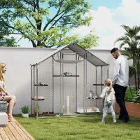 PawHut Large Catio Outdoor Cat Enclosure with Waterproof Cover, Walk-in Cat Patio w/ 5 Adjustable Platforms & Hammock 79" W(m-1)