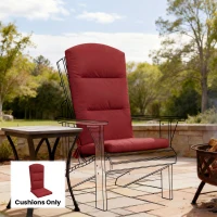 Outsunny Patio Chair Cushions for Adirondack Chair Replacement Cushions with Back and Ties, Wine Red(m-7)