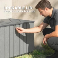 Outsunny Outdoor Storage Box Large Capacity Deck Box with Lockable Lid Gas Struts for Patio Garden 125.5 gal Grey(m-7)