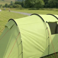 Outsunny 6 Person Camping Tent with Porch, Large Family Tent with 2 Bedroom and Living Room, Light Green(m-11)