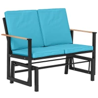 Outsunny Outdoor Glider Bench for 2 Person, Patio Glider Loveseat with Thick Cushions for Garden Balcony Porch, Navy Blue(m-9)