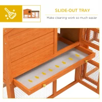 PawHut Two-Level Rabbit Hutch Small Animal House Pet Bunny Cage Home w/ Outdoor Run Water & UV Resistant Roof Access Ramp(m-6)