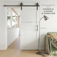 HOMCOM 32inx84in Barn Door with 6FT Sliding Door Hardware Kit, Handle, Upgraded Rollers and Floor Guide, Waterproof, White(m-5)