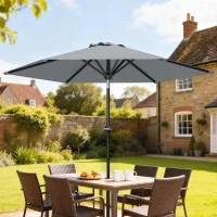 Outsunny Patio Sun Umbrella, Outdoor Parasol with 6 Ribs, Light Grey(m-1)