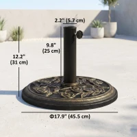 Outsunny 20 lbs Resin Round Patio Umbrella Base 18" Outdoor Decorative Cast Stone Parasol Stand Market Garden Umbrella Holder, Bronze(m-3)
