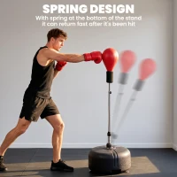 Soozier Adjustable Height Free Standing Boxing Bag Set with 6 Suction Cups and Boxing Gloves, for Exercise Training(m-6)