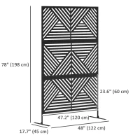 Outsunny Metal Outdoor Privacy Screen, Freestanding Outdoor Divider with Stand, Decorative Privacy Panel, 78" x 48", Black(m-3)