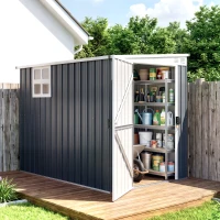 Outsunny 4' x 8' Outdoor Storage Shed, Metal Garden Shed with Window, 2 Vents and Lockable Door for Backyard, Garden, Patio(m-1)