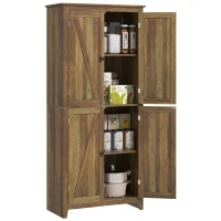 HOMCOM 72" Freestanding Storage Cabinet, Kitchen Pantry Cabinet with Doors and Shelves for Dining Room, Brown(m-9)