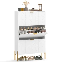 HOMCOM Shoe Cabinet with 3 Flip Drawers, Modern Narrow Shoe Storage Cabinet with Adjustable Shelves, White(m-9)