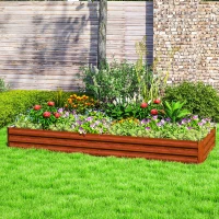 Outsunny 8 x 3 x 1ft Galvanized Raised Garden Bed, Reinforced Outdoor Planter Box with Open Bottom, Brown(m-7)