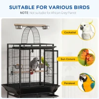 PawHut 61.5 Inch Bird Cage Parakeet House for Cockatiel with Stand, Pull Out Tray, Play Top, Storage Shelf, Wood Perch, Food Container(m-10)