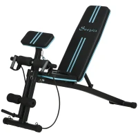 Soozier Foldable Press Bench Adjustable Dumbbell, Weight Training Bench Exercises Gym Chair, Black & Blue(m-2)