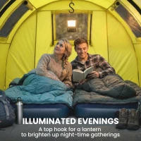 Outsunny 3-4 Person Camping Tent with 2 Rooms, 3000mm Waterproof Portable Family Tent with Carry Bag, Yellow(m-5)
