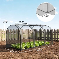 Outsunny 9' x 4' Crop Cage, Plant Protection Tent with Three Zippered Doors, Steel Frame, Storage Bag and 4 Ground Stakes, for Garden, Yard, Lawn, Black(m-3)