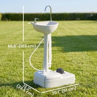 kleankin Portable Camping Sink Hand Wash Station with 17L Water Tank, Soap Dispenser and Towel Holder, for Outdoor Events(m-3)
