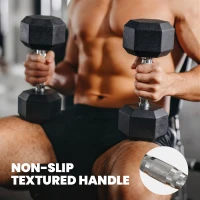 Soozier Hex Dumbbell Weight Set with Vertical Rack, 180lbs Rubber-Coated Dumbbells with Non-Slip Handles(m-6)