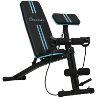 Soozier Foldable Press Bench Adjustable Dumbbell, Weight Training Bench Exercises Gym Chair, Black & Blue(m-9)