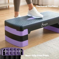 Soozier Aerobic Exercise Step Platform, 4"/6"/8" Adjustable Aerobic Stepper with Risers, Workout Stepper for Home Gym, Purple(m-5)