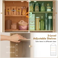 HOMCOM Arched Kitchen Pantry Cabinet, 71" Tall Farmhouse Kitchen Storage Cabinet with 2 Drawers, Acrylic Glass Doors, Oak(m-6)