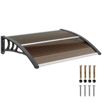 Outsunny Window Awning Door Canopy, Polycarbonate Cover Patio Awnings, 47" x 30", Brown(m-9)