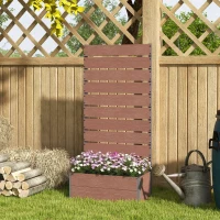Outsunny Raised Garden Bed with Trellis, Freestanding Elevated Planter Box for Climbing Vines, 28" x 15" x 59", Light Brown(m-8)