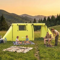 Outsunny 3-4 Person Camping Tent with 2 Rooms, 3000mm Waterproof Portable Family Tent with Carry Bag, Yellow(m-8)