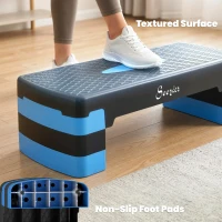 Soozier Aerobic Exercise Step Platform, 4"/6"/8" Adjustable Aerobic Stepper with Risers, Workout Stepper for Home Gym, Blue(m-5)