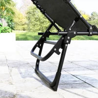 Outsunny 2 Folding Chaise Lounge Pool Chairs with 4-Position Reclining Back, Pillow, Breathable Mesh & Bungee Seat, Black(m-9)