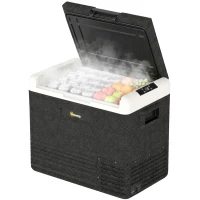 Outsunny 12 Volt Car Refrigerator, 53QT Car Fridge Electric Cooler, 12/24V DC and 100-240V AC, -4-68 ℉, Portable Refrigerator(m-13)