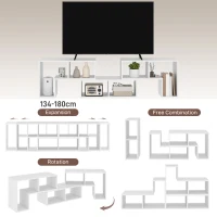 HOMCOM TV Stand for TVs up to 75", 3-Piece Modular TV Console with Open Storage Shelves, White(m-4)