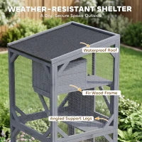PawHut Movable Catio Outdoor Cat Enclosure with Resting Box, 3 Jumping Platforms, Waterproof Asphalt Roof for Outdoor Indoor(m-7)