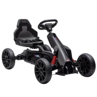 Aosom Kids Pedal Go Kart W/ Adjustable Seat, Swing Axle, Black(m-11)