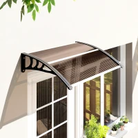 Outsunny Window Awning Door Canopy, Polycarbonate Cover Patio Awnings, 47" x 30", Brown(m-1)
