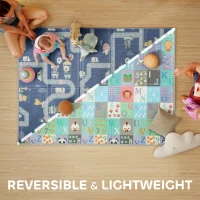Qaba Foldable Baby Plat Mat, 79" x 59" Kids Floor Mat for Crawling and Learning, Alphabet & Track Theme(m-4)