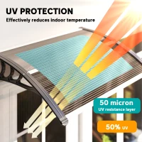 Outsunny Window Awning Door Canopy, Polycarbonate Cover Patio Awnings, 47" x 30", Brown(m-4)