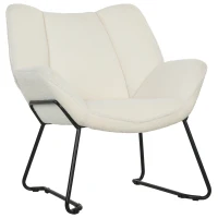 HOMCOM Accent Chair, Sherpa Fleece Armchair with Wide Backrest and Metal Legs, White(m-2)