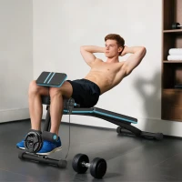 Soozier Foldable Press Bench Adjustable Dumbbell, Weight Training Bench Exercises Gym Chair, Black & Blue(m-1)